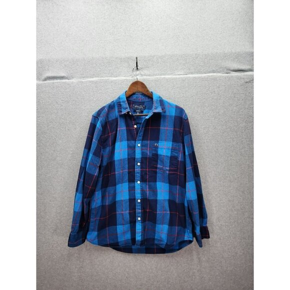 Crown & Ivy Classic Fit Blue Plaid Button-Down Shirt Medium - Picture 1 of 4